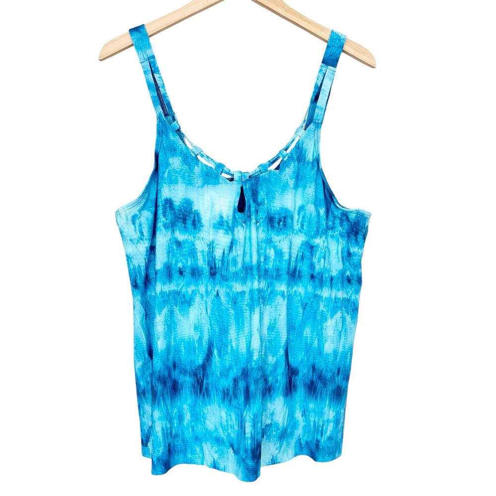 Birdsong Blue Tie Dye Tankini Bathing Suit Top Sz 22G/H